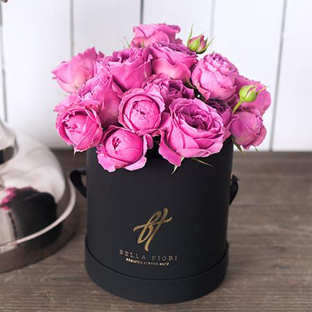 Фиолетовые пионовидные розы в коробке Small